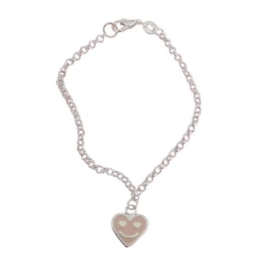 Young Childs Smiley Face Sterling Silver Bracelet