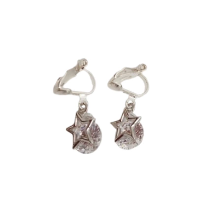 Zirconia Star Clip On Earrings
