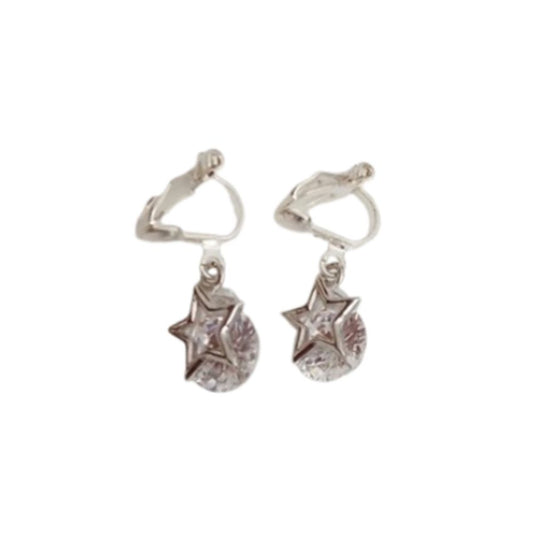 Zirconia Star Clip On Earrings
