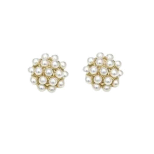 Pearl Cluster Clip On Earrings