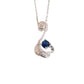 14mm Curved Silver Blue And White Stone Necklace