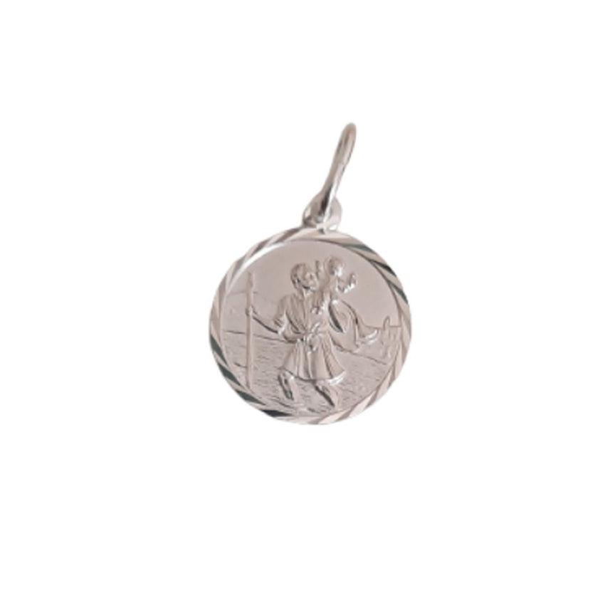 15mm Small Round Sterling Silver St Christopher Medal