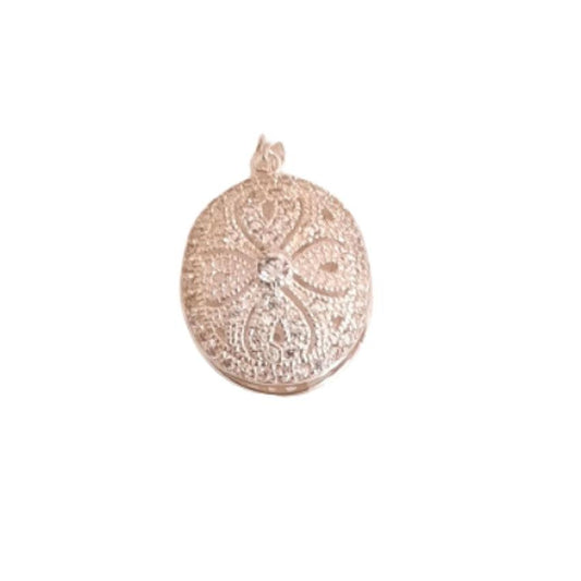 25mm Sterling Silver Cubic Zirconia Encrusted Locket