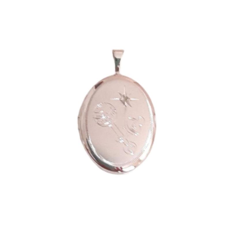 25mm Sterling Silver Real Diamond Christening Locket