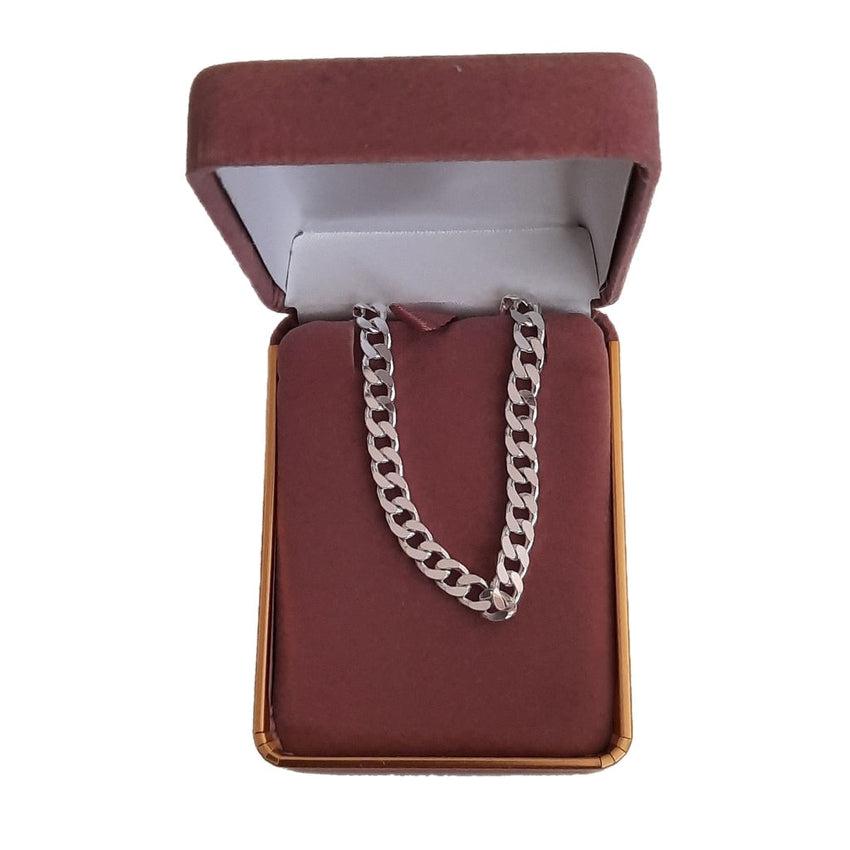28g Mens 20 Inch Flat Curb Silver Chain