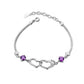 2 Heart Centre Purple Stone Adjustable Bracelet