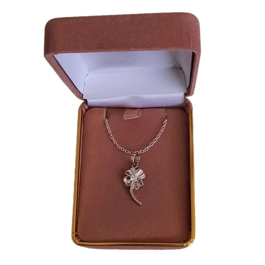 4 Leaf Clover Pendant With a Cubic Zirconia Centre Stone