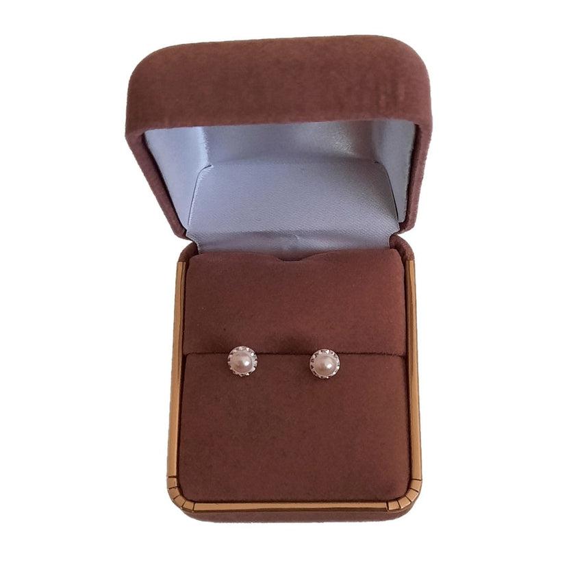 5mm Pearl CZ Sterling Silver Earrings