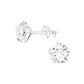 6mm Girls Round White Crystal Earrings