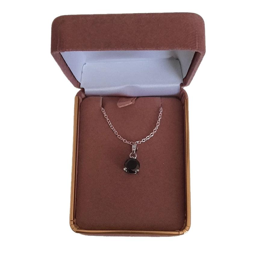 8mm Black Solitaire Single Stone Cubic Zirconia Pendant