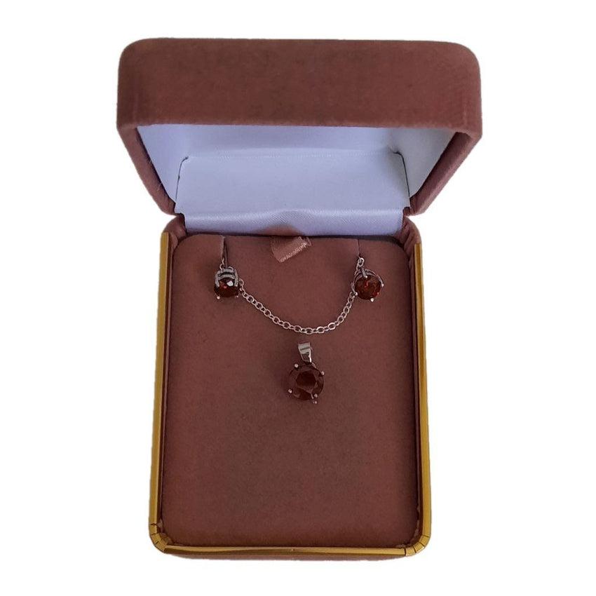 8mm Red Cubic Zirconia Solitaire Matching Jewellery Set