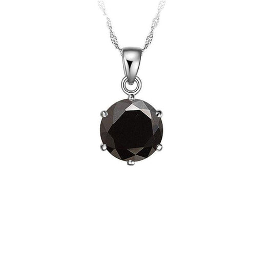 8mm Black Solitaire Single Stone Cubic Zirconia Pendant