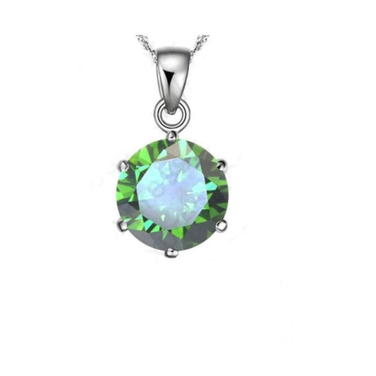 8mm Single Stone Green Solitaire Cubic Zirconia Pendant