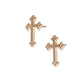 9ct Gold Bevelled Edge Girls Cross Earrings