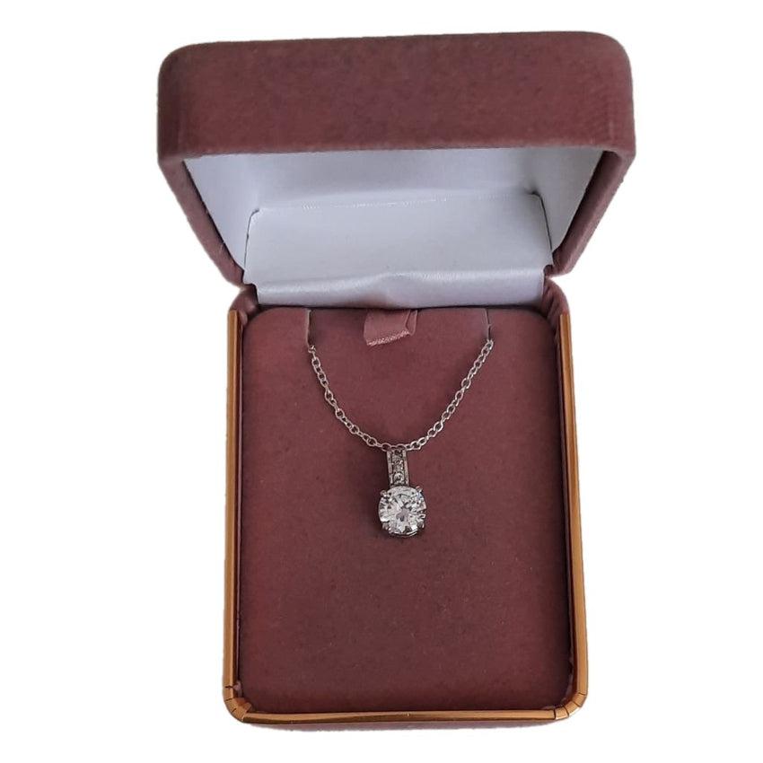 9mm Cubic Zirconia Silver Drop Pendant