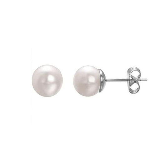 9mm Pearl Silver Stud Earrings