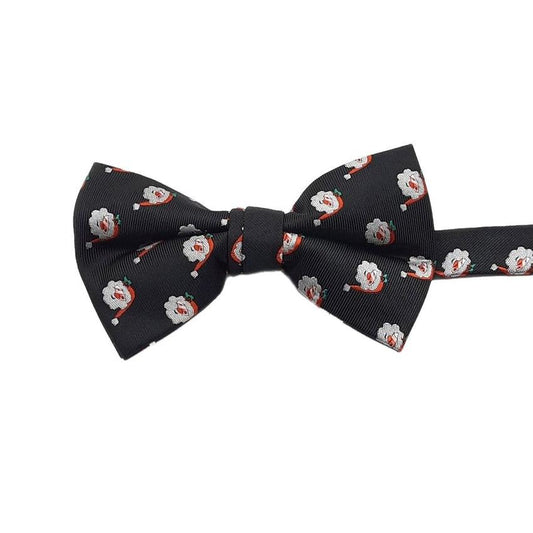 Adjustable Black Bow Tie With Santa Faces