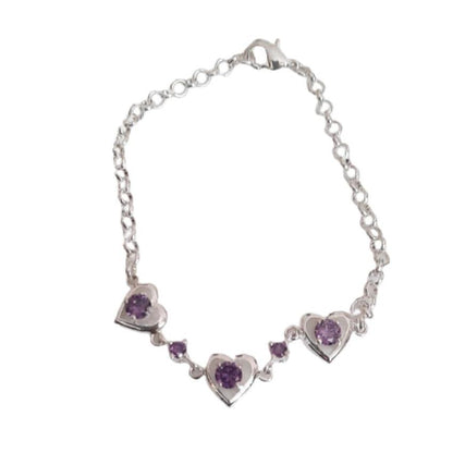 Adjustable Silver Bracelet With Heart Links