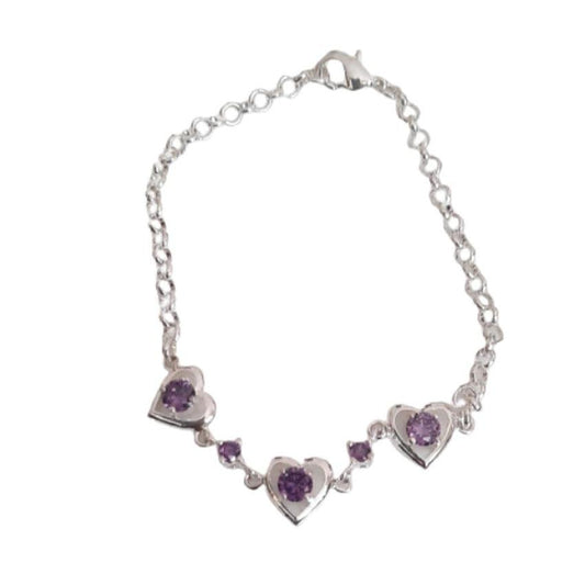 Adjustable Silver Bracelet With Heart Links