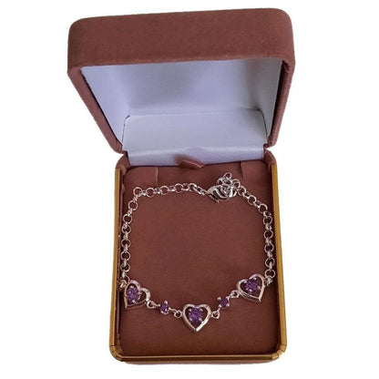 Adjustable Silver Bracelet With Heart Links