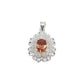 Amber Topaz Stone Pendant With a Silver And CZ Starburst Surround