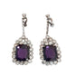 Amethyst Purple Stone With Diamante Edges Clip On Earrings