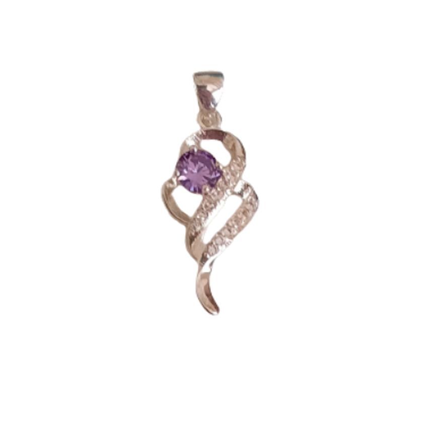 Amethyst Solitaire Centre Stone, Crossover Design Pendant