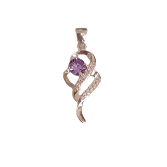 Amethyst Solitaire Centre Stone, Crossover Design Pendant