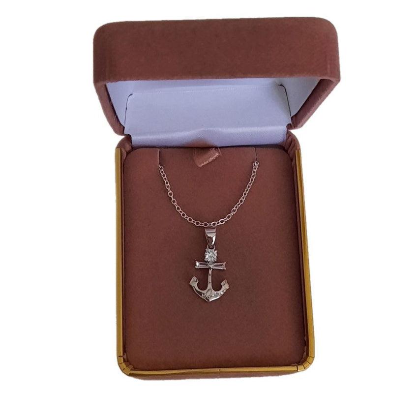Anchor Pendant With a Cubic Zirconia Stone