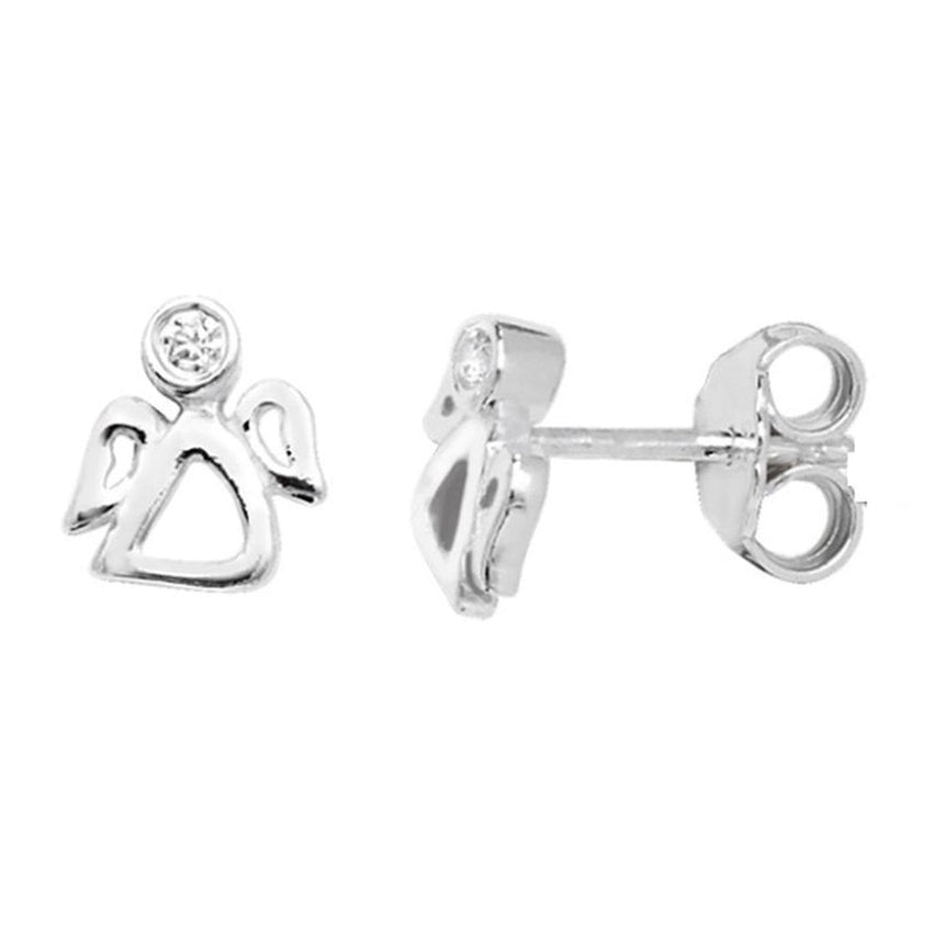 Angel Sterling Silver And Cubic Zirconia Small Earrings