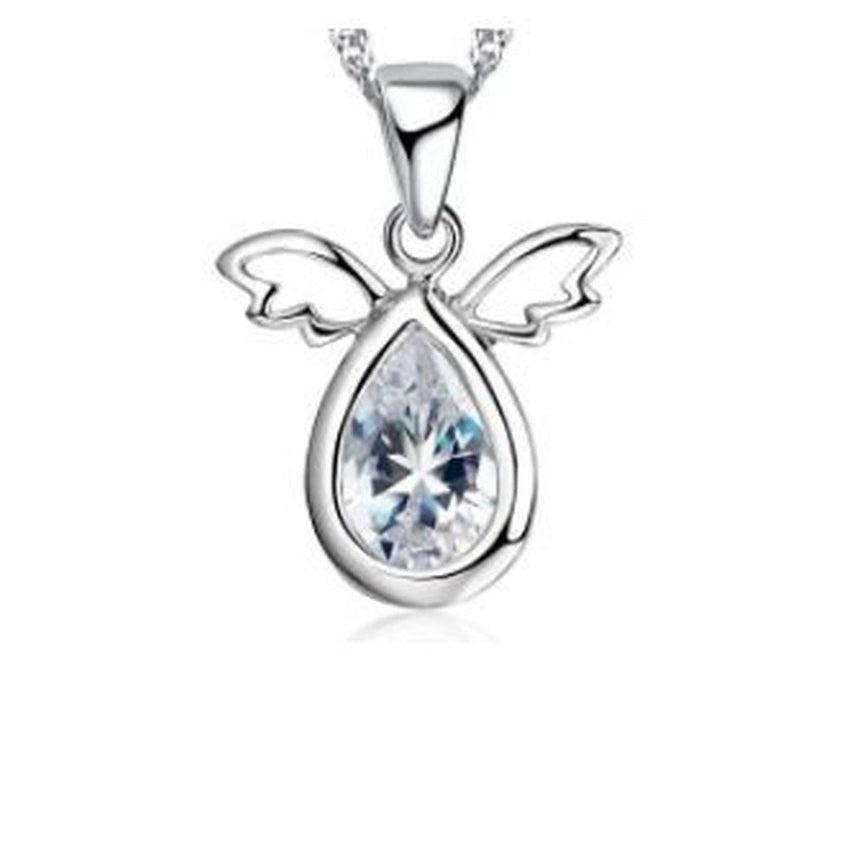 Angel Pendant With a Cubic Zirconia Body and Open Cut Wings