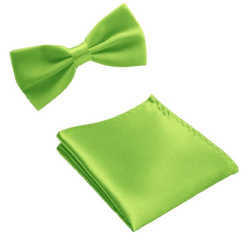Apple Green Matching Bow Tie And Handkerchief Set