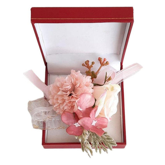 Artificial Pink Flower Bouquet Wrist Corsage