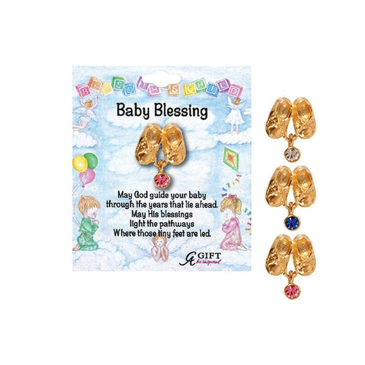 Baby Bootie Carded Blessing Charm Brooch