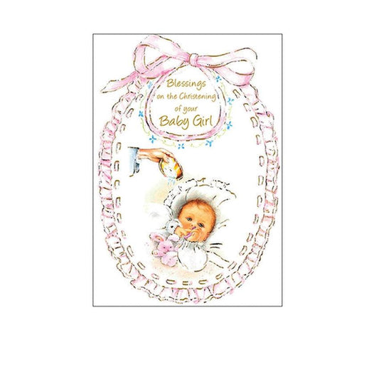Baby Girl Christening Blessings Card