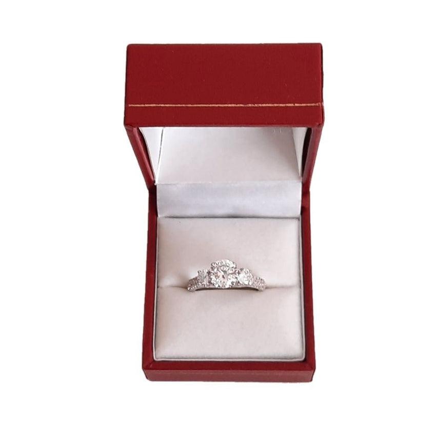 Band Set Sterling Silver Round Cubic Zirconia Engagement Ring