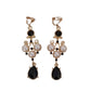 Black And Pearl Chandelier Clip On Earrings