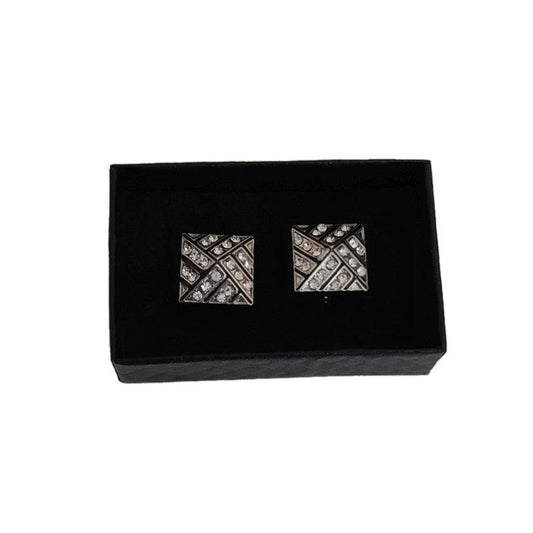 Black And White Criss Cross Diamante Pattern Cufflinks