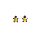 Black And Yellow Sterling Silver Penguin Earrings