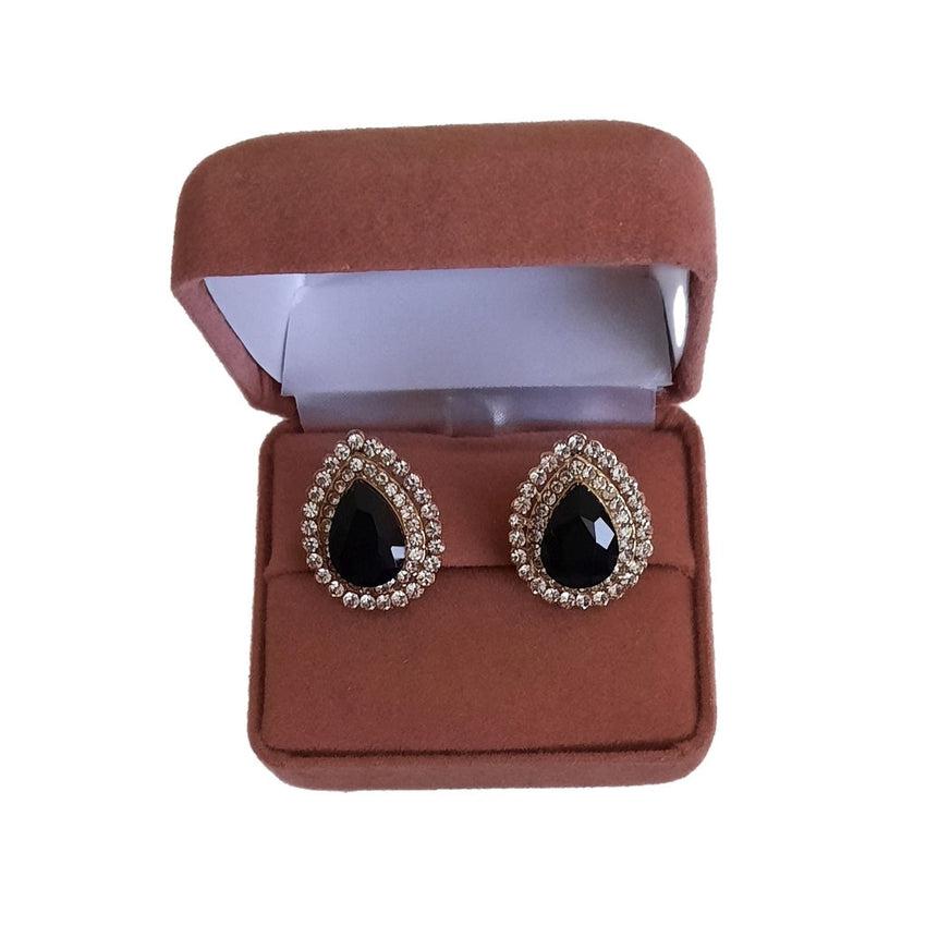 Black Bling Diamante Clip On Earrings