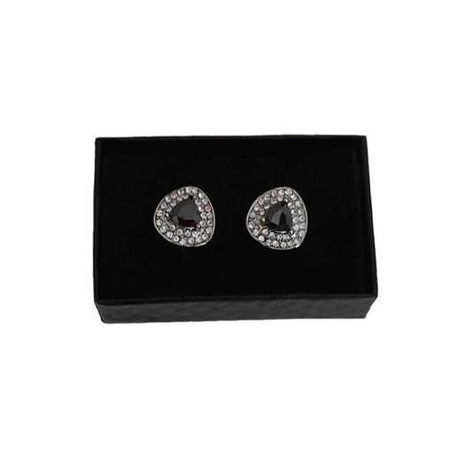 Black Coloured Crystal Triangle Shaped Diamante Cufflinks