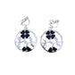 Black Enamel Flower Clip On Earrings