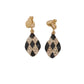 Black Harlequin Pattern Clip On Earrings
