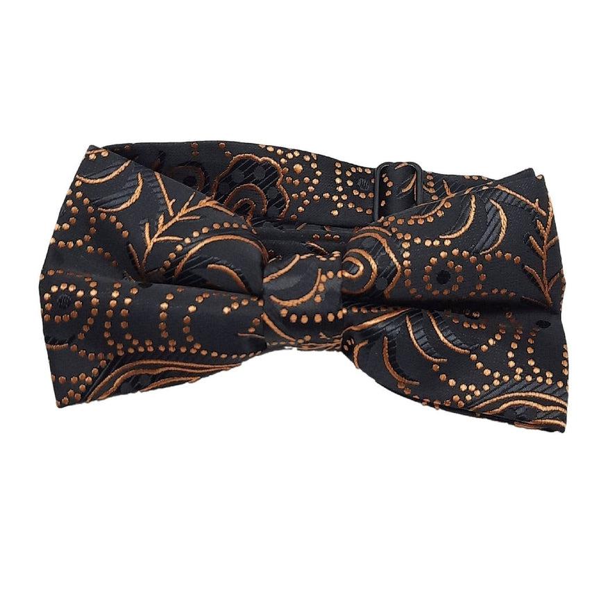 Black With Dark Gold Swirl Pattern Adjustable Bow Tie
