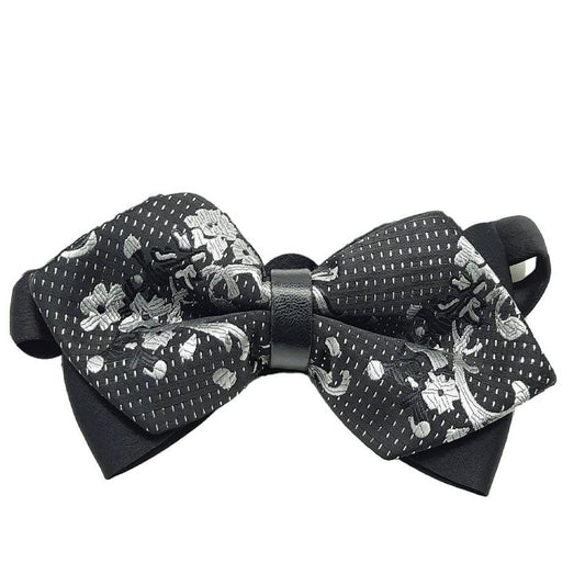 Black With Silver Swirl Pattern Dicky Bow