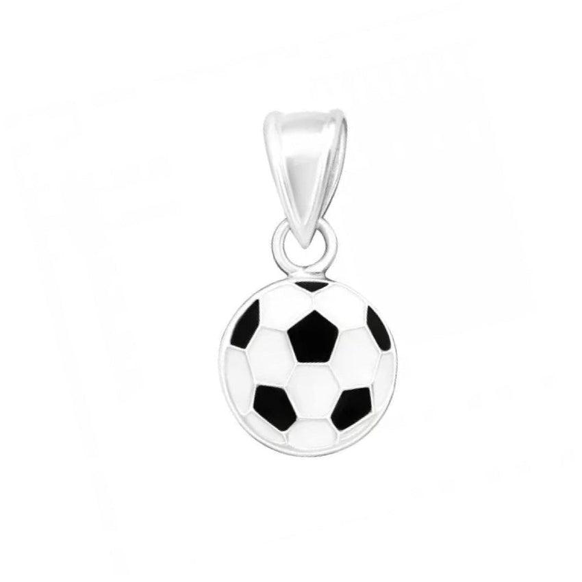 Black And White Football Sterling Silver Pendant
