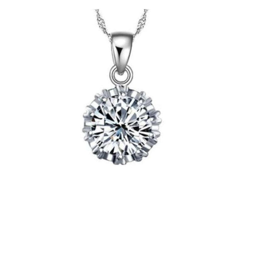 Bling Clear Round Stone CZ Solitaire Stone Pendant