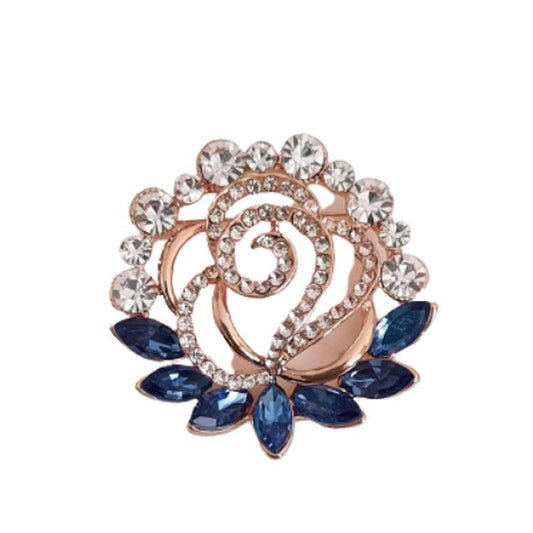 Blue And Diamante Curved Pretty Brooch
