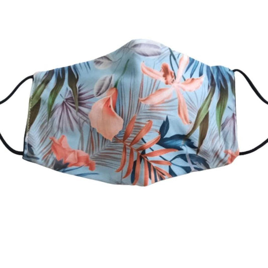 Blue And Orange Orchid Face Mask