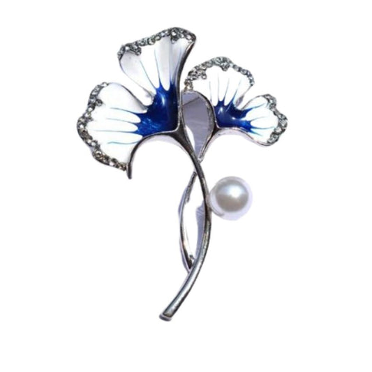Blue And White Flower Brooch